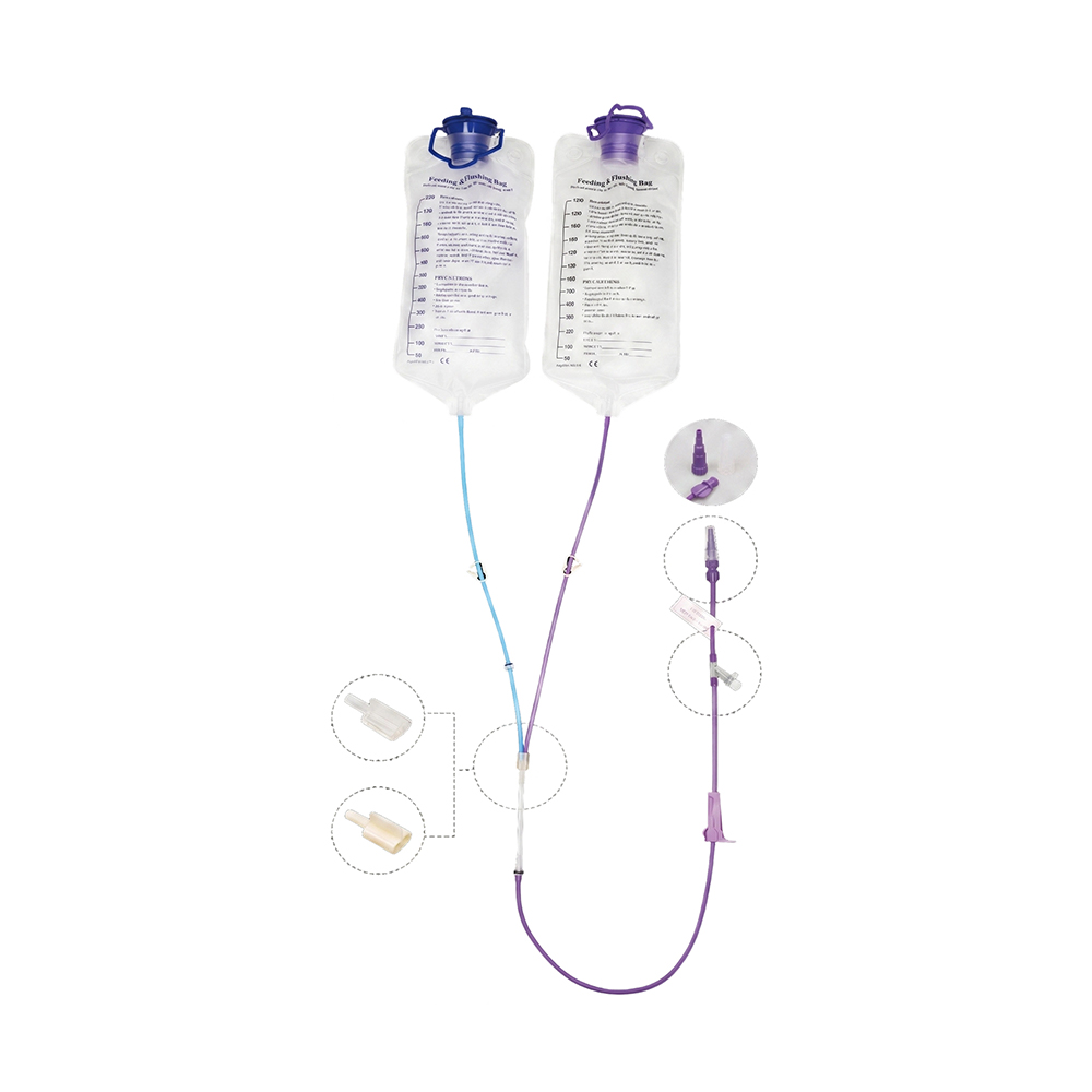 Sistem Pengumpanan Tabung Kantong Ganda Pengumpanan Pompa 1000ml/1200ml dengan Opsi Spike & Screw Spike