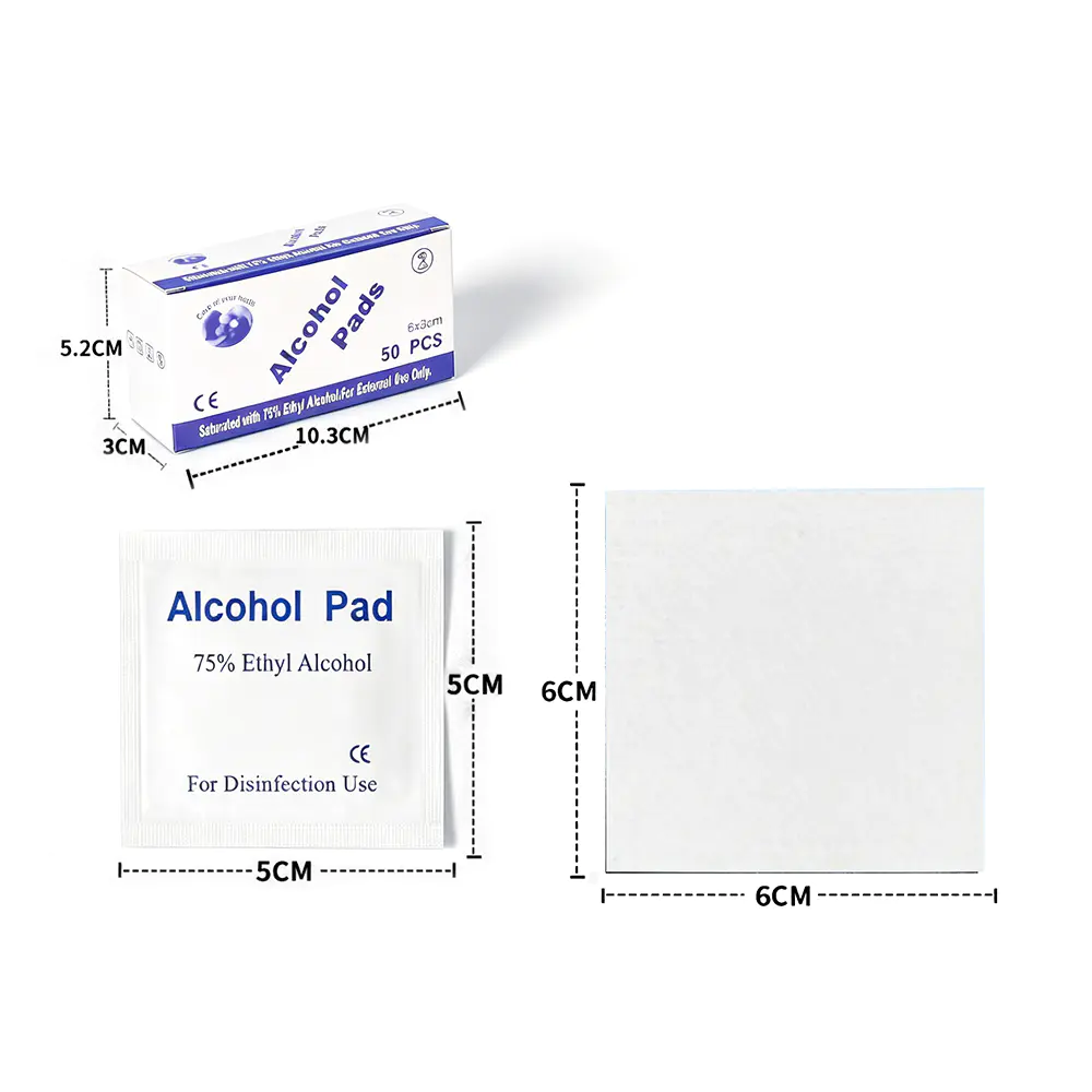 50 Buah/Kotak Premium Dibungkus Secara Individual 6x6cm 75% Bantalan Etil Alkohol