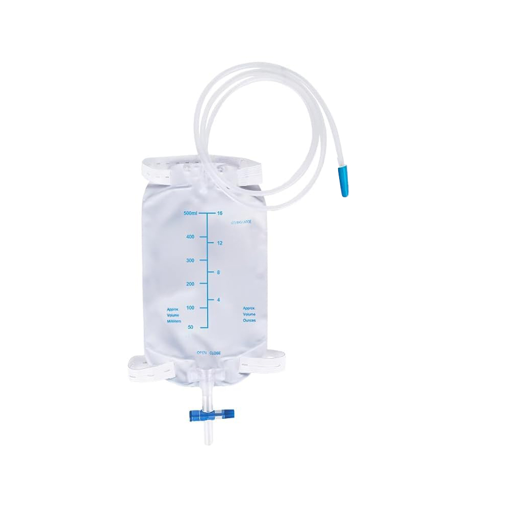 500ml Tas Kaki Kemih PVC Medis Bebas Lateks Portabel & Bijaksana dengan Katup Anti-Refluks